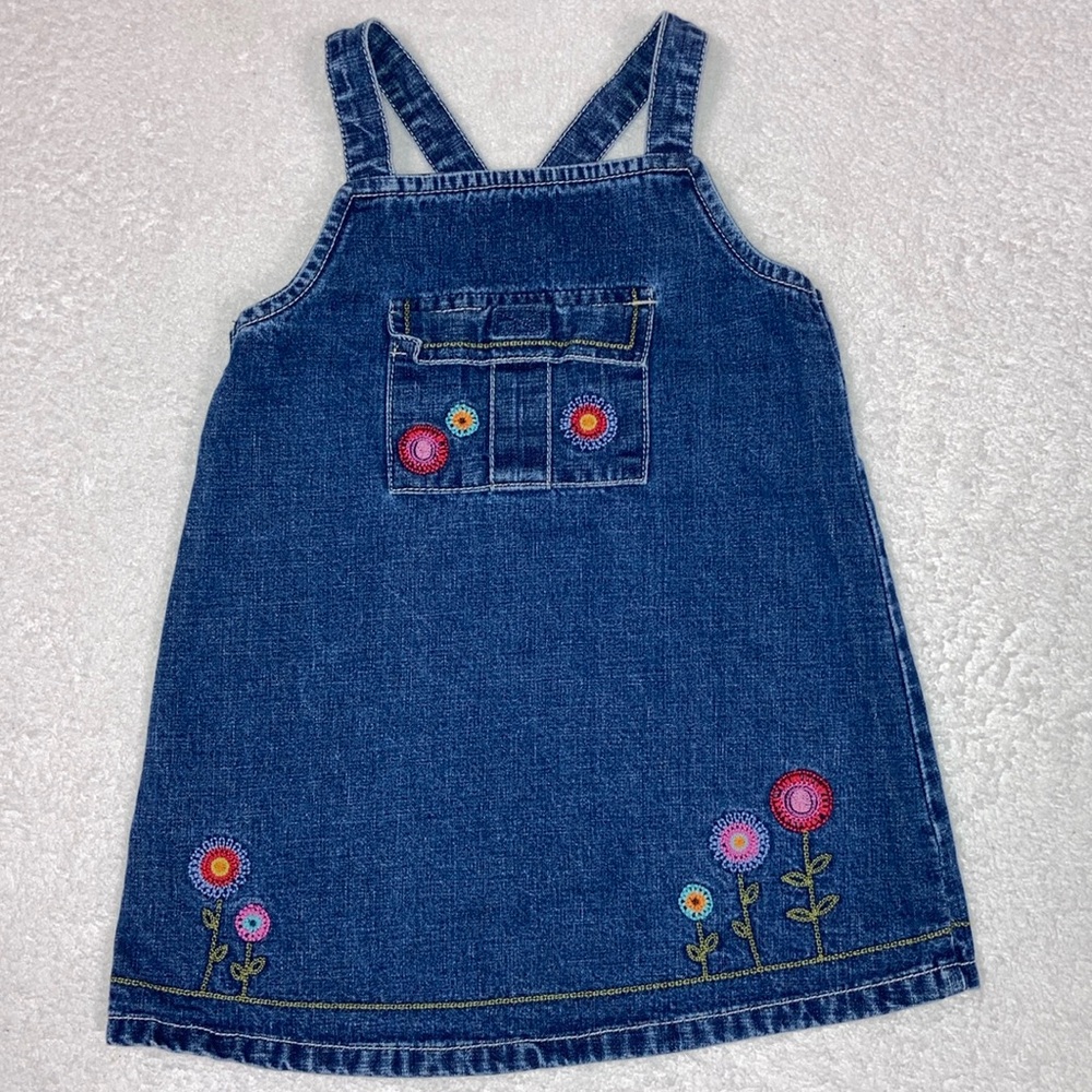 Gymboree y2k vintage embroidered denim jumper small 3years